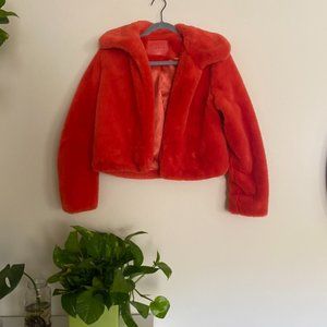 Faux Fur Fuzzy Burnt Orange Jacket